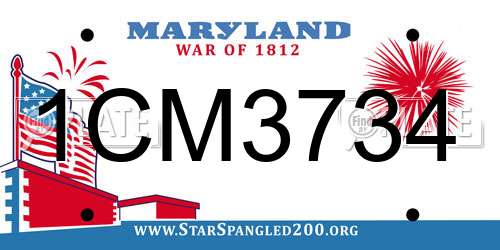 1CM3734 Maryland License Plate