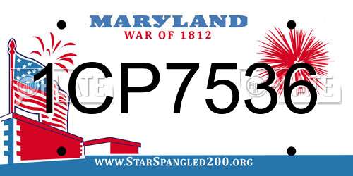 1CP7536 Maryland License Plate