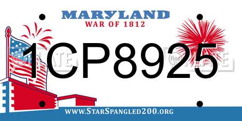 1CP8925 Maryland License Plate