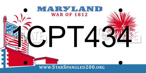 1CPT434 Maryland License Plate