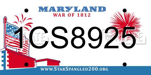 1CS8925 Maryland License Plate