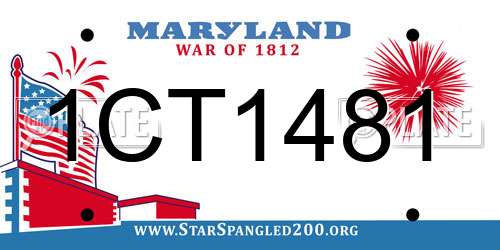 1CT1481 Maryland License Plate
