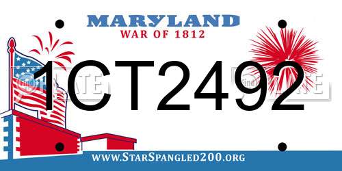 1CT2492 Maryland License Plate
