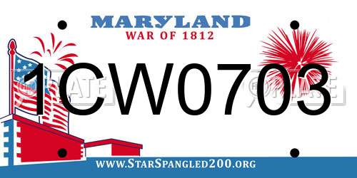1CW0703 Maryland License Plate