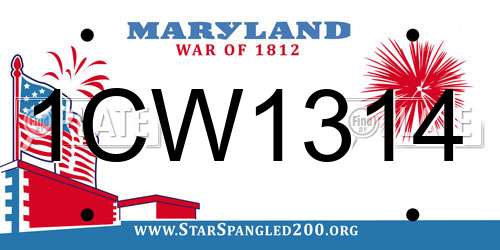 1CW1314 Maryland License Plate