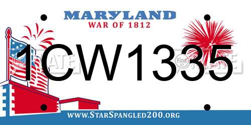 1CW1335 Maryland License Plate