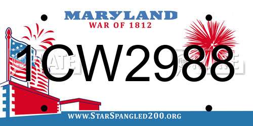 1CW2988 Maryland License Plate