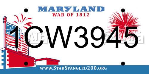 1CW3945 Maryland License Plate