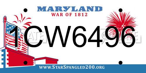 1CW6496 Maryland License Plate