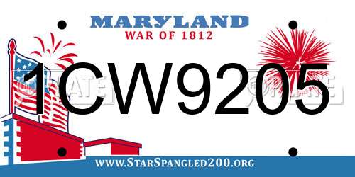 1CW9205 Maryland License Plate