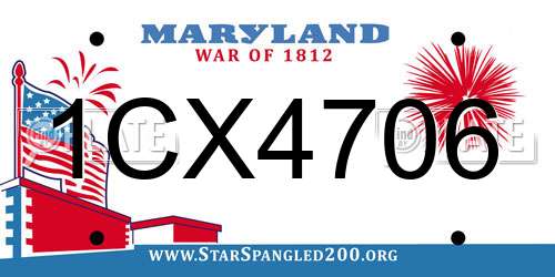 1CX4706 Maryland License Plate