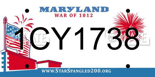 1CY1738 Maryland License Plate