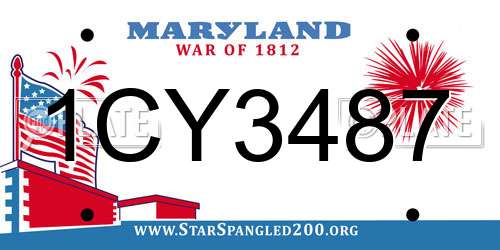 1CY3487 Maryland License Plate