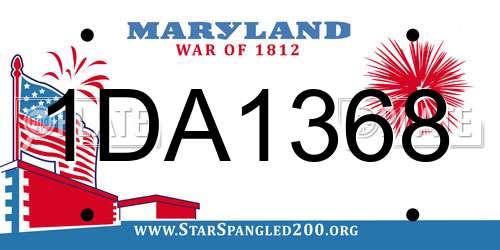 1DA1368 Maryland License Plate