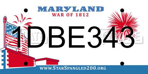 1DBE343 Maryland License Plate