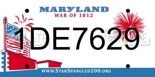 1DE7629 Maryland License Plate