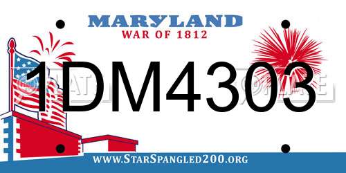 1DM4303 Maryland License Plate