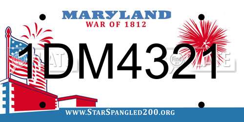 1DM4321 Maryland License Plate