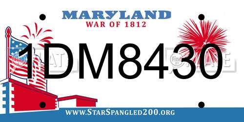 1DM8430 Maryland License Plate