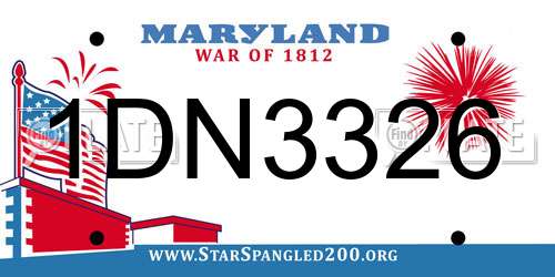 1DN3326 Maryland License Plate