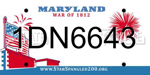 1DN6643 Maryland License Plate
