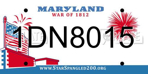 1DN8015 Maryland License Plate