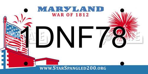 1DNF78 Maryland License Plate