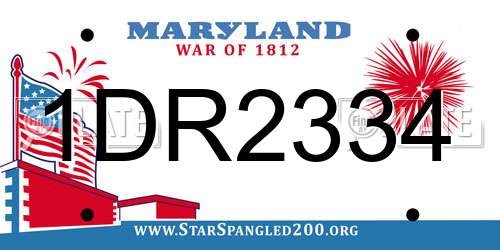 1DR2334 Maryland License Plate