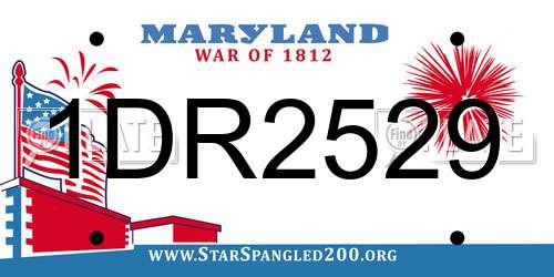 1DR2529 Maryland License Plate