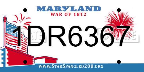 1DR6367 Maryland License Plate