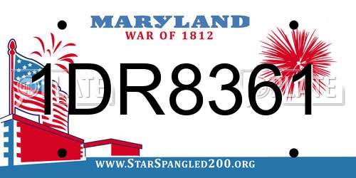 1DR8361 Maryland License Plate