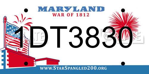 1DT3830 Maryland License Plate