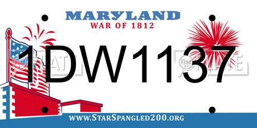 1DW1137 Maryland License Plate