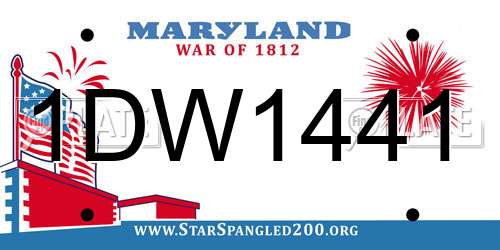 1DW1441 Maryland License Plate