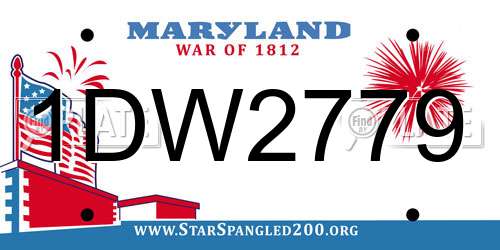 1DW2779 Maryland License Plate