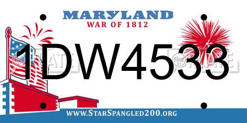 1DW4533 Maryland License Plate