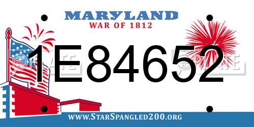 1E84652 Maryland License Plate