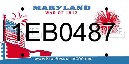 1EB0487 Maryland License Plate