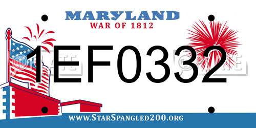 1EF0332 Maryland License Plate