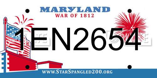 1EN2654 Maryland License Plate