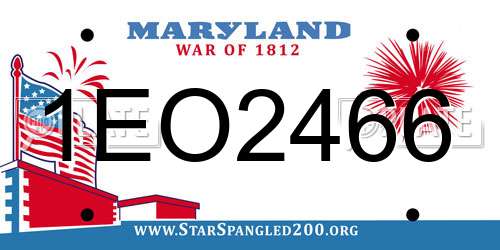 1EO2466 Maryland License Plate