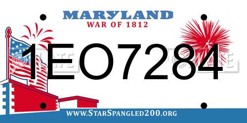 1EO7284 Maryland License Plate