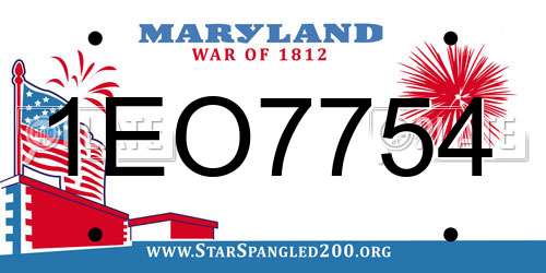 1EO7754 Maryland License Plate