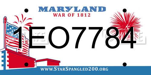 1EO7784 Maryland License Plate