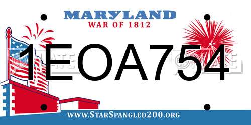 1EOA754 Maryland License Plate