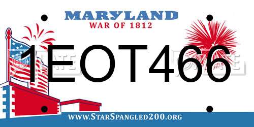 1EOT466 Maryland License Plate
