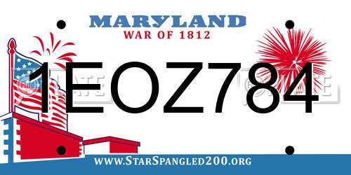 1EOZ784 Maryland License Plate