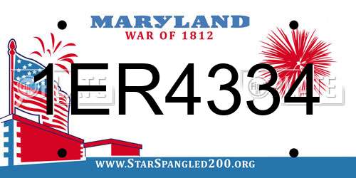 1ER4334 Maryland License Plate