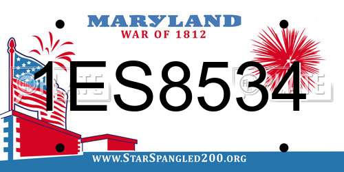 1ES8534 Maryland License Plate