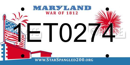 1ET0274 Maryland License Plate